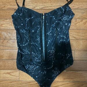 Anthropologie Black Floral Kids Bodysuit